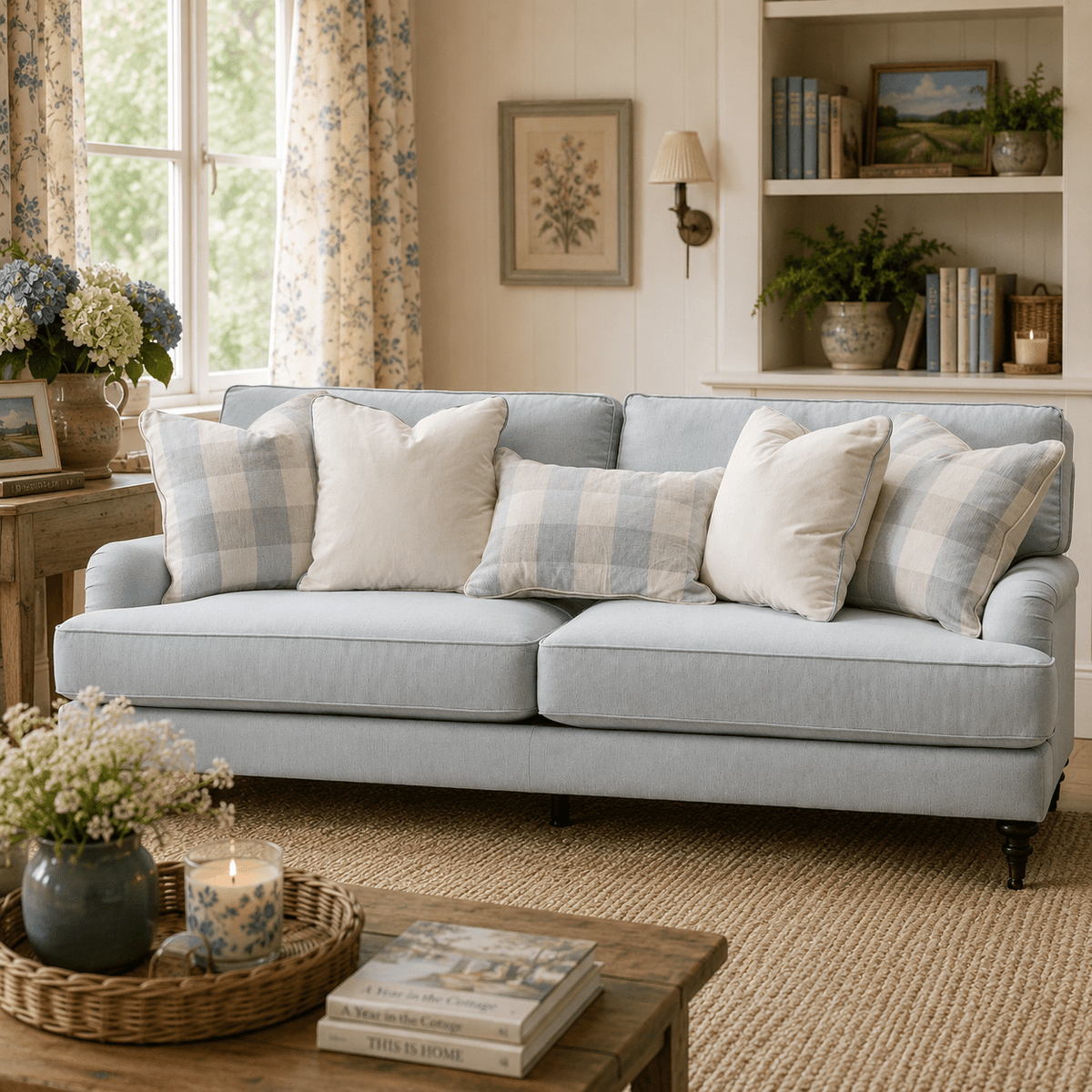Cottage Calm by Noof Alaboudi Blue Sofa Sofas & Loveseats| Roots Furniture