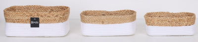 COTTON/JUTE RECT ORGANIZER - WHT+NATL S/3 - Al Rugaib Furniture