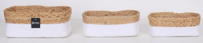 COTTON/JUTE RECT ORGANIZER - WHT+NATL S/3 - Al Rugaib Furniture