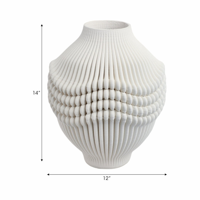 coulter 3d Printed Porcelain Vase, Ivory - Al Rugaib Furniture