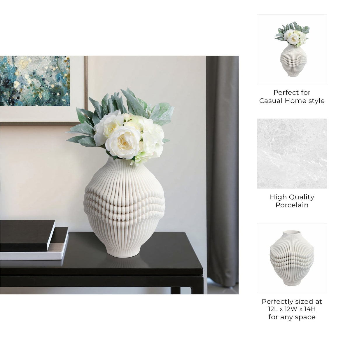 coulter 3d Printed Porcelain Vase, Ivory Vases and Jars| Sagebrook Home