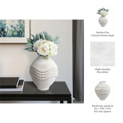 coulter 3d Printed Porcelain Vase, Ivory - Al Rugaib Furniture