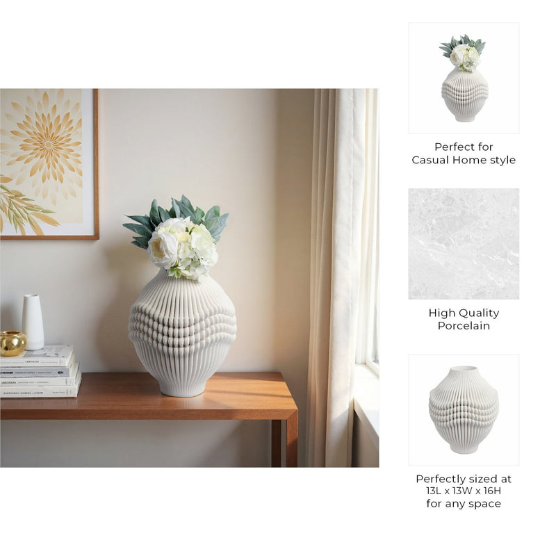 coulter 3d Printed Porcelain Vase, Ivory - Al Rugaib Furniture
