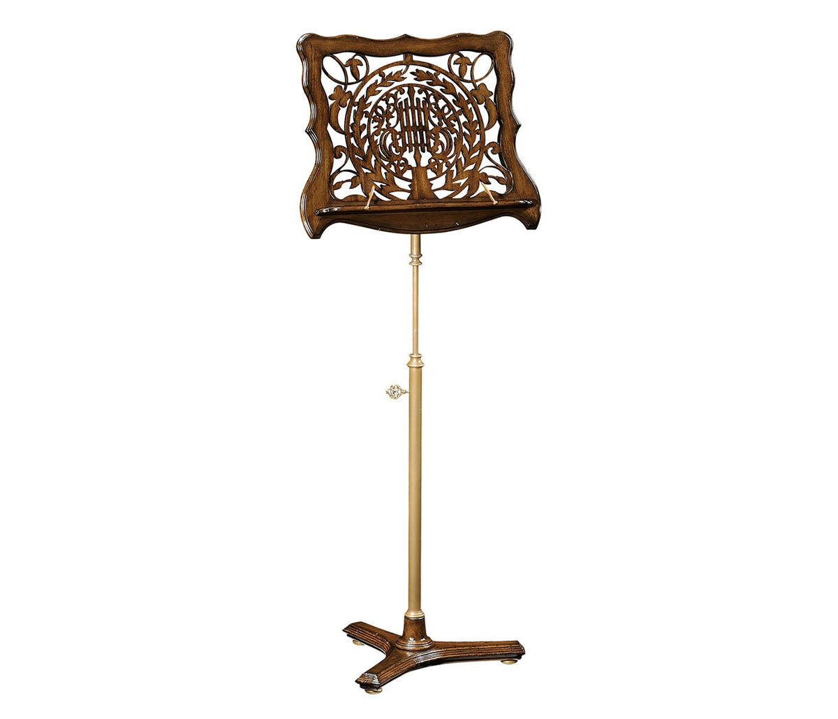 Country Farmhouse Collection - Fretwork Walnut Adjustable Music Stand Ground Decors| Jonathan Charles