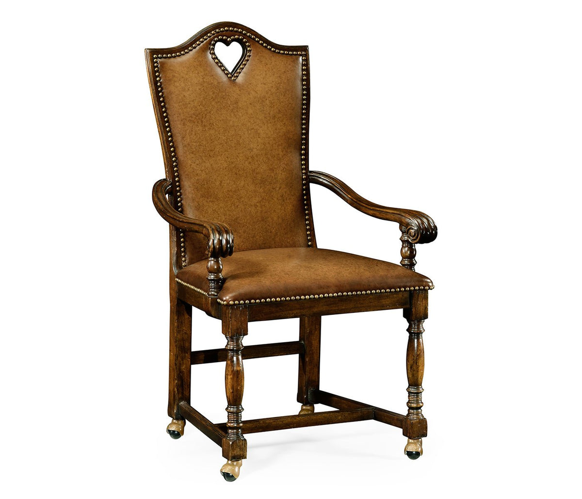 Country Farmhouse Collection - High Back Playing Card "Heart" Arm Chair Dining Chairs| Jonathan Charles
