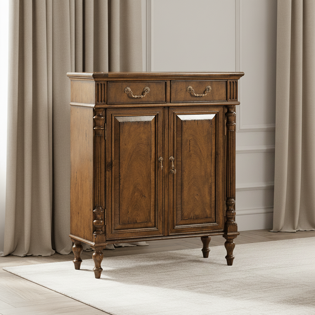 Country Farmhouse Collection - Narrow Walnut Cabinet with Cupboard Cabinets & Chests| Jonathan Charles