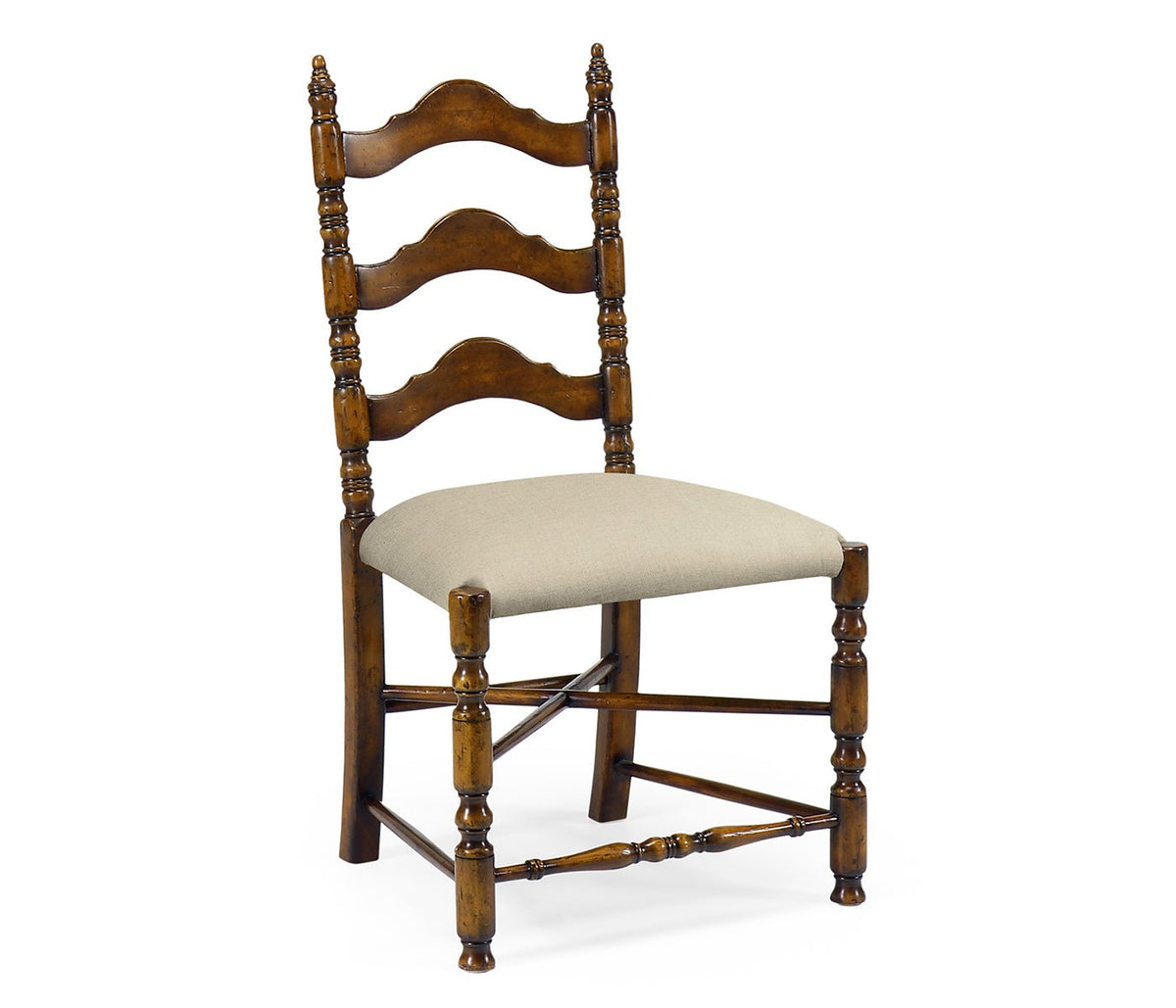 Country Farmhouse Collection - Walnut Ladder Back Country Chair (Side) Ground Decors| Jonathan Charles
