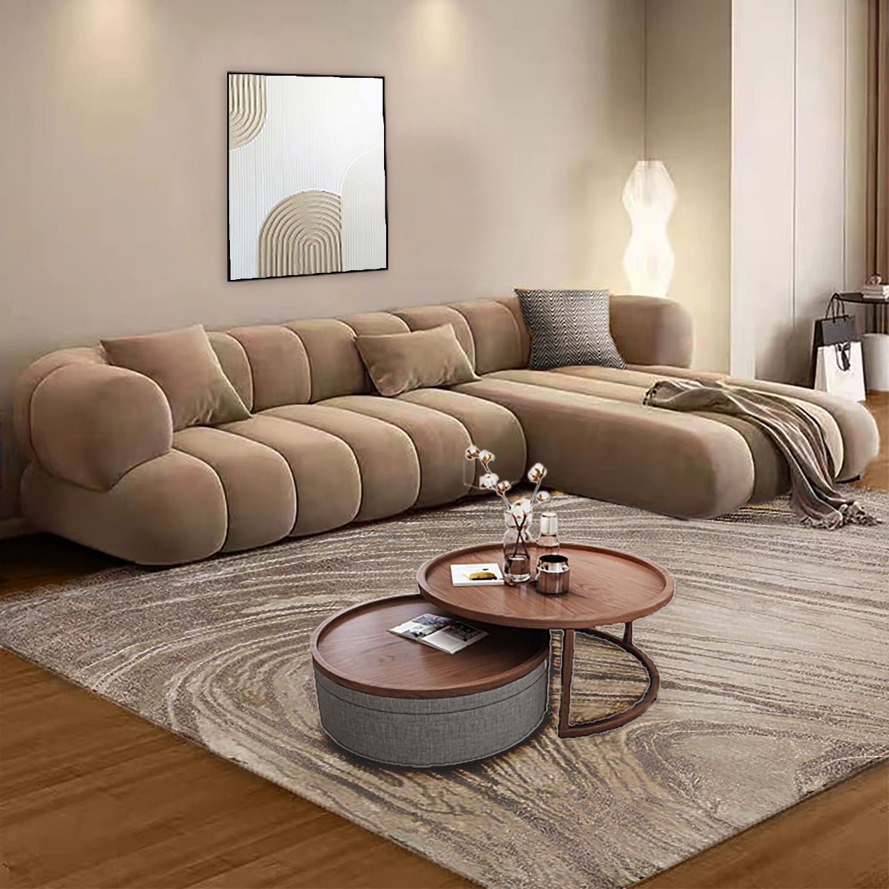 Creamy corner sofa model "Talaq" in size 260×160 Sectionals| Oak