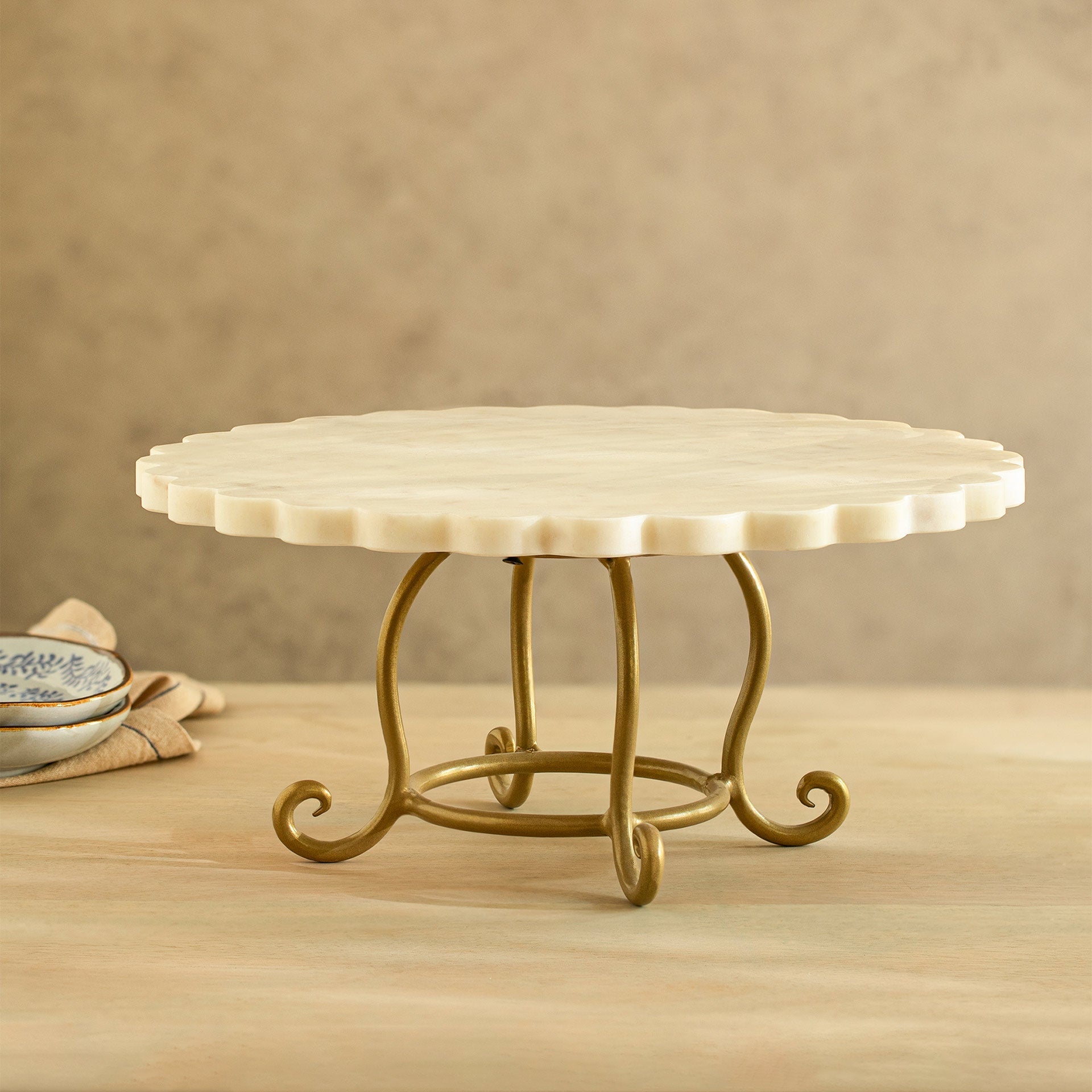 Crescent Cake Stand with Metal Legs Candle Holders| Roots Furniture