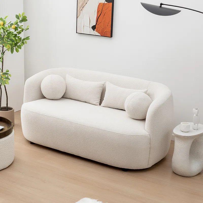 Crisp White Boucle 2-Seater Sofa Swedish Wood By Alhome - 110110804 Sofas & Loveseats| Alhome