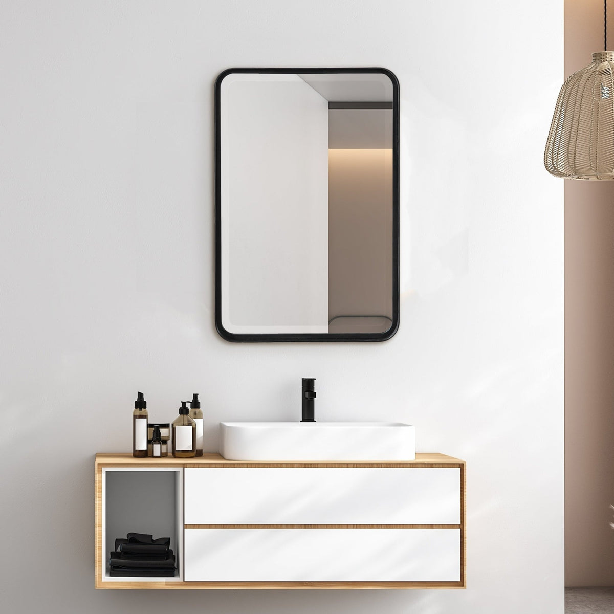 Croften Black Vanity Mirror Mirrors| Uttermost