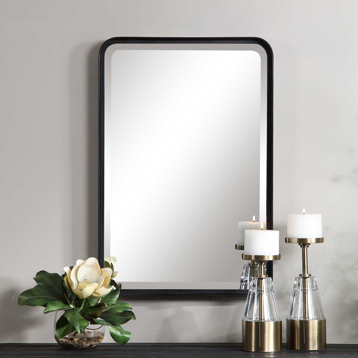 Croften Black Vanity Mirror Mirrors| Uttermost