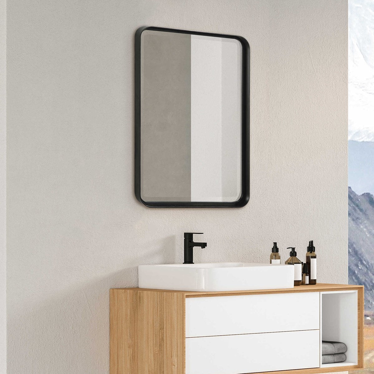 Croften Black Vanity Mirror Mirrors| Uttermost