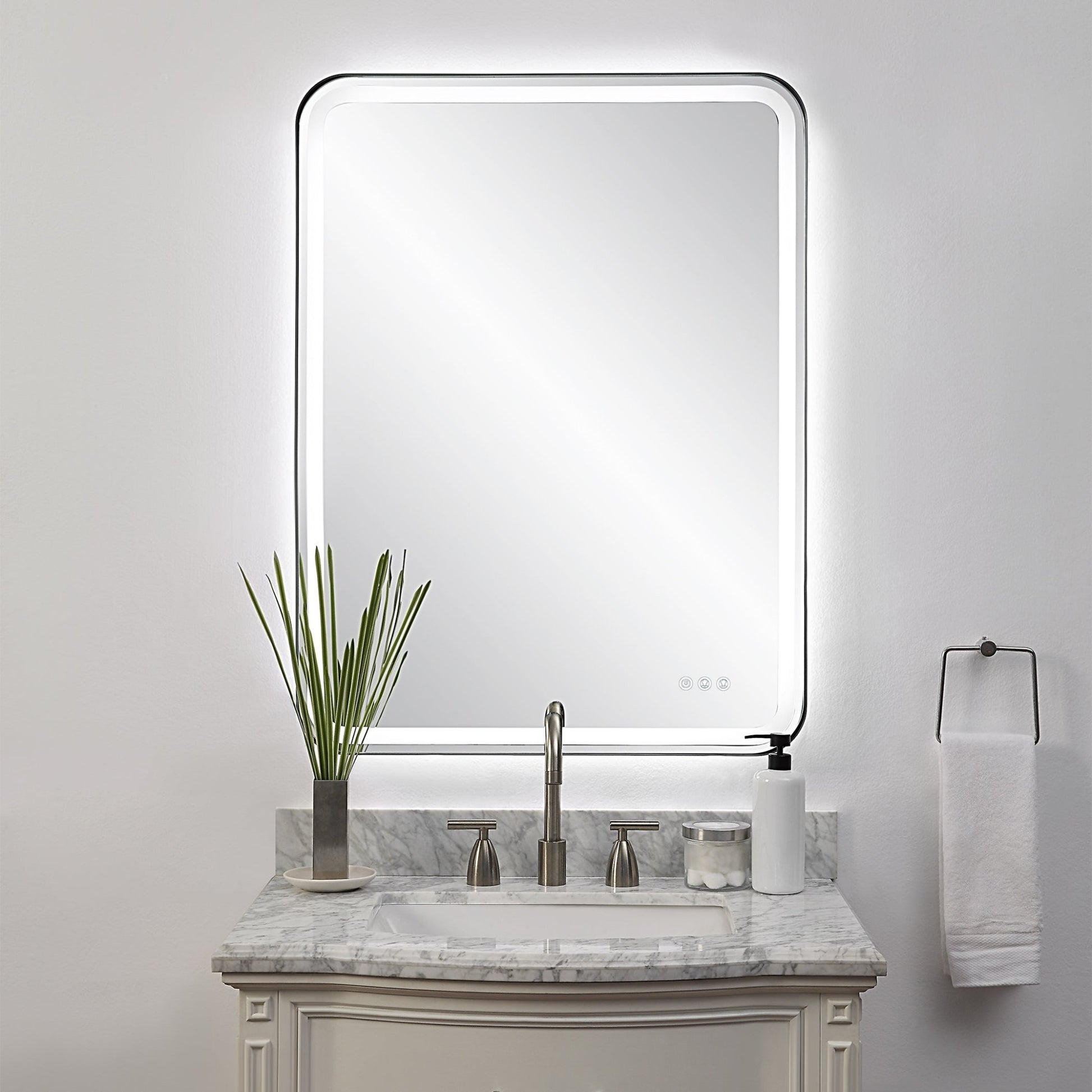 Crofton Lighted Large Mirror, Black Mirrors| Uttermost