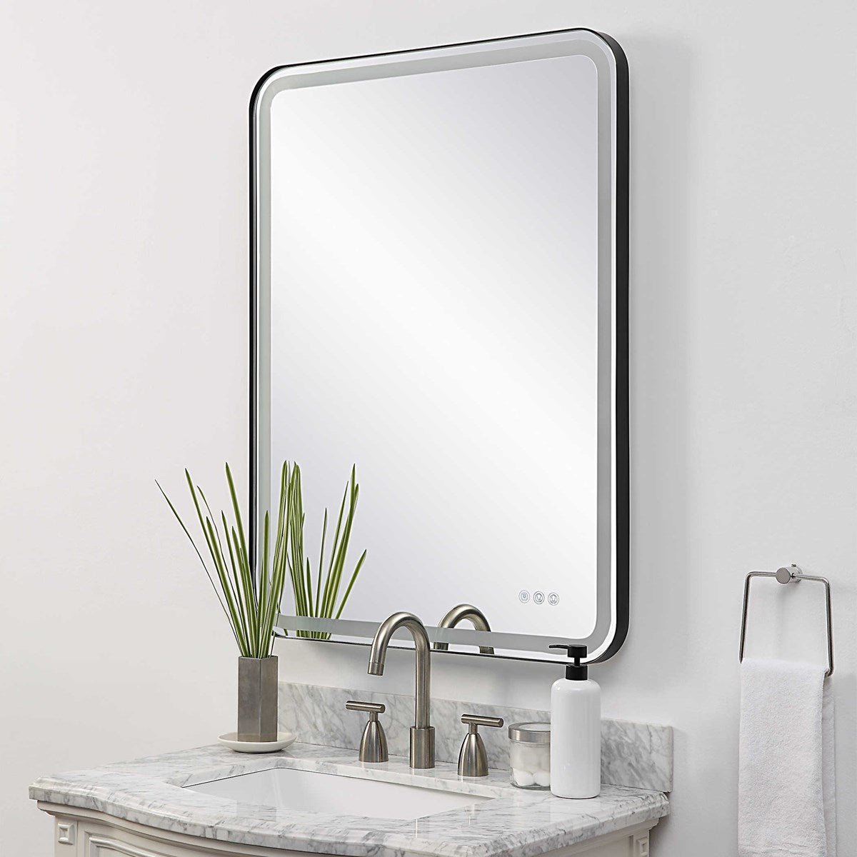 Crofton Lighted Large Mirror, Black Mirrors| Uttermost
