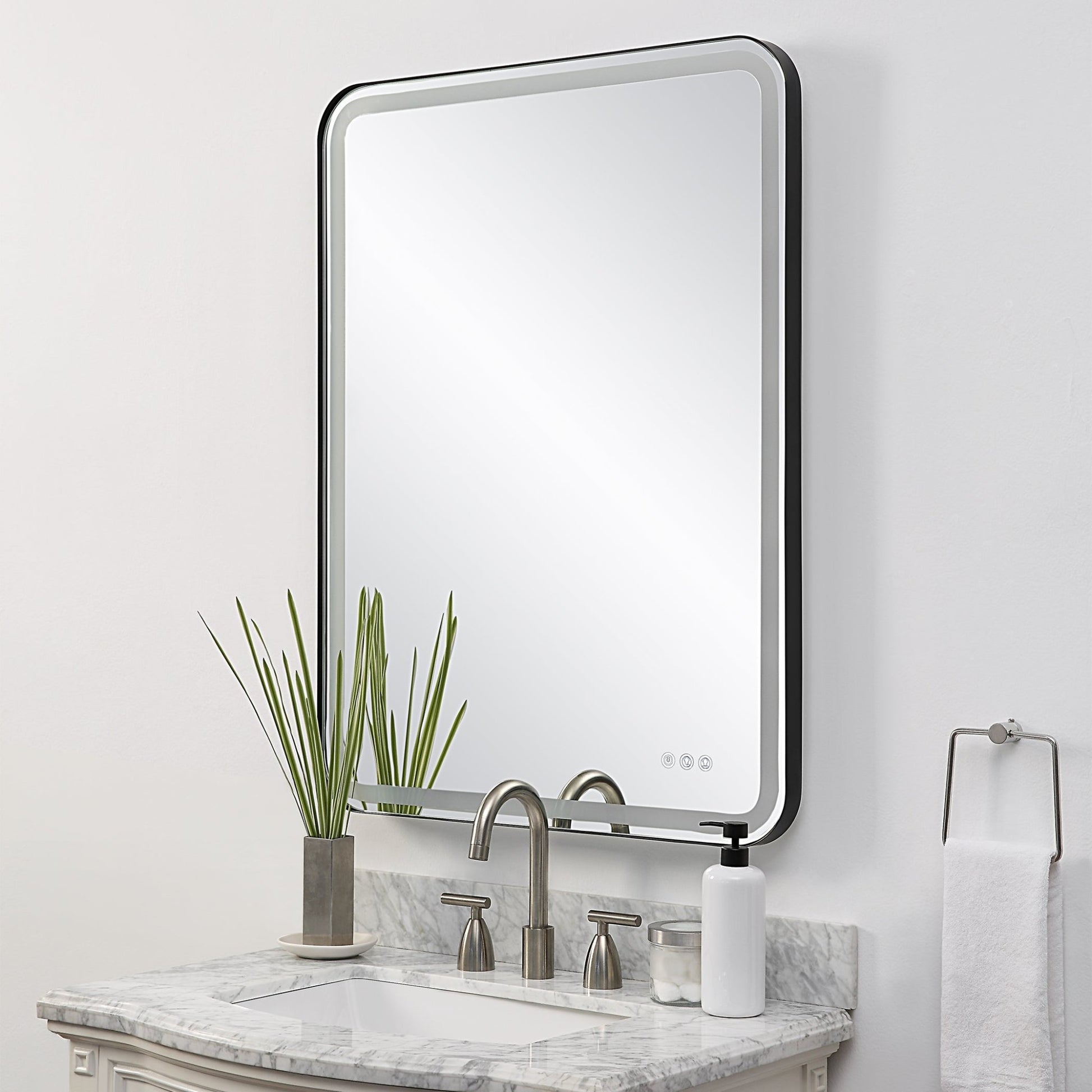 Crofton Lighted Large Mirror, Black Mirrors| Uttermost