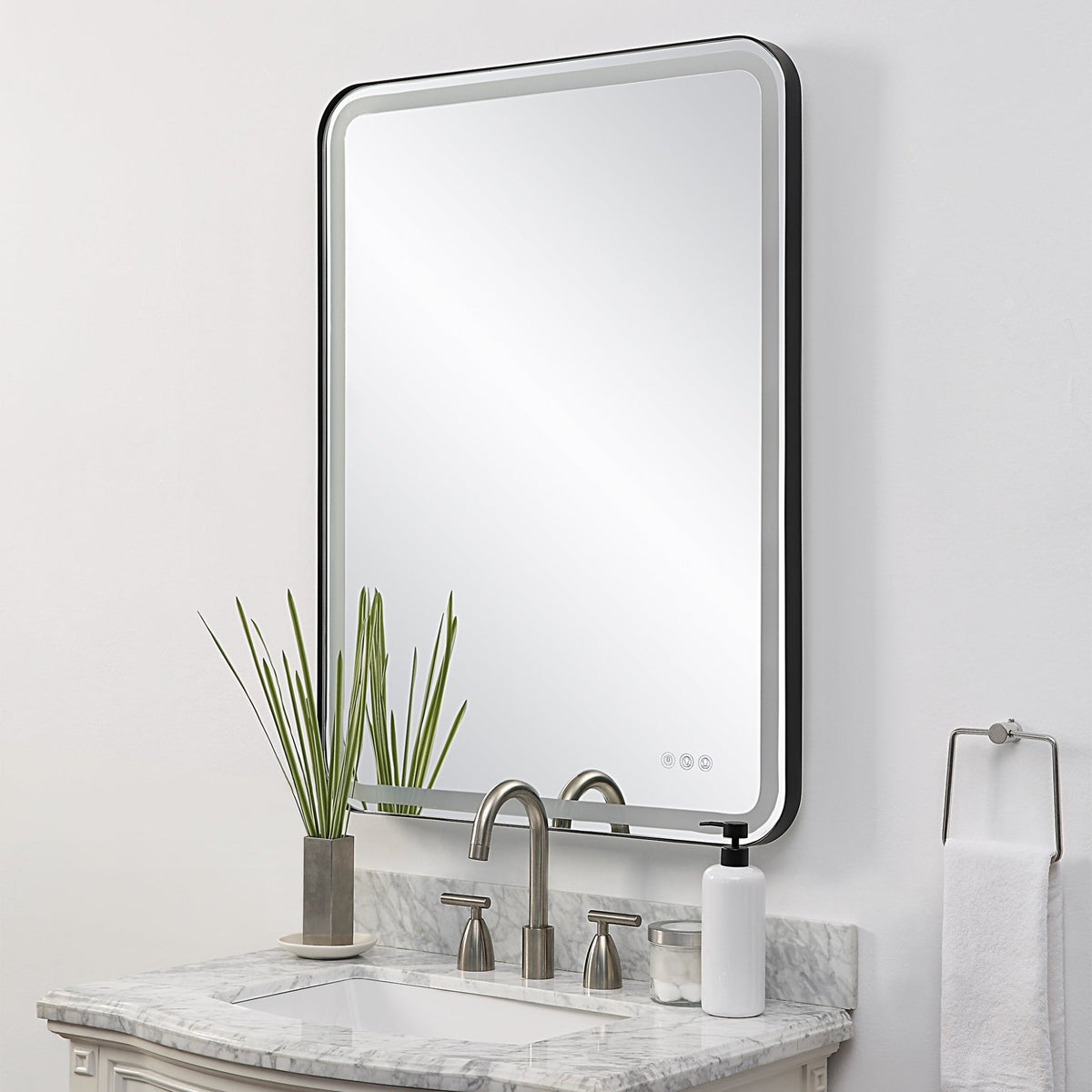 Crofton Lighted Large Mirror, Black Mirrors| Uttermost