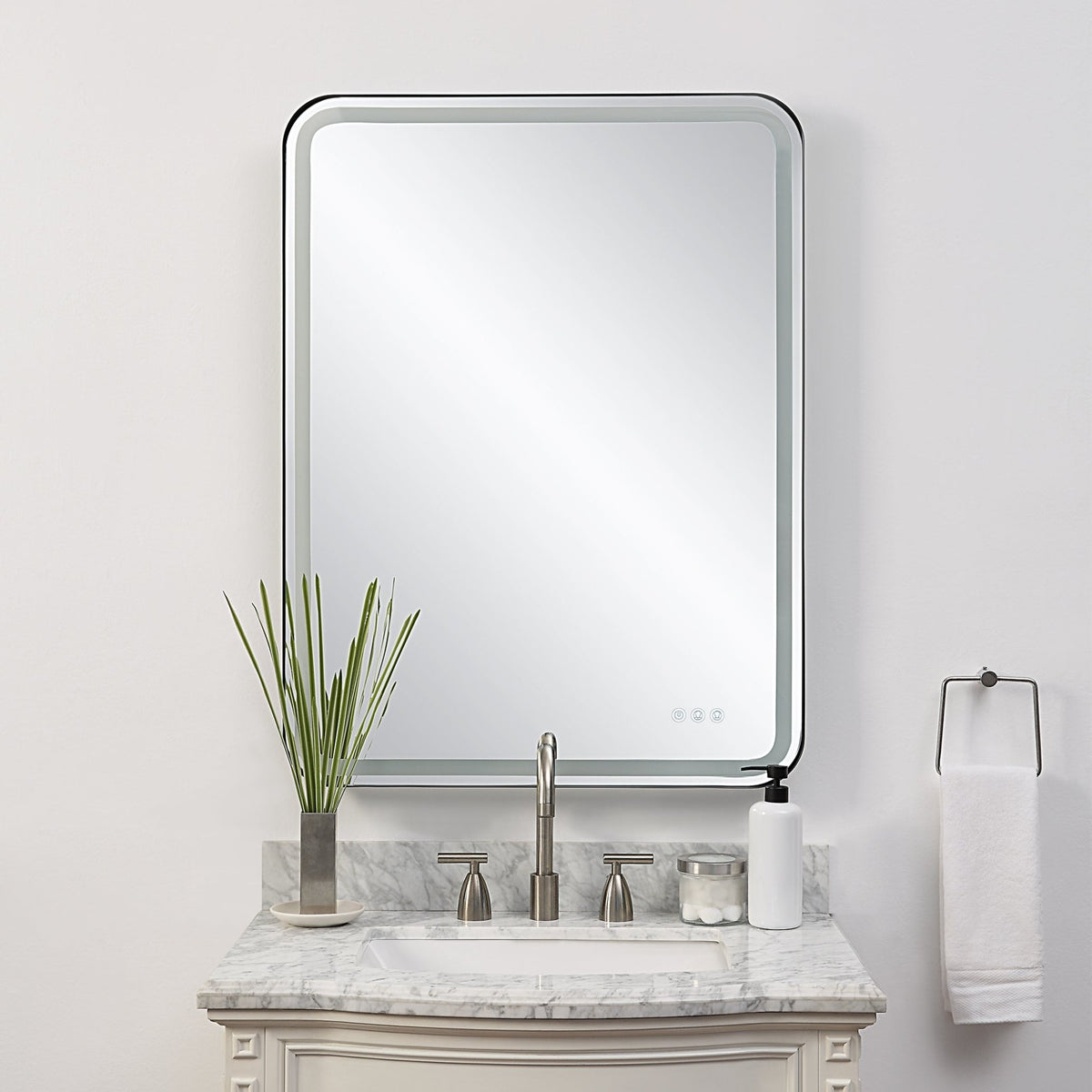 Crofton Lighted Large Mirror, Black Mirrors| Uttermost