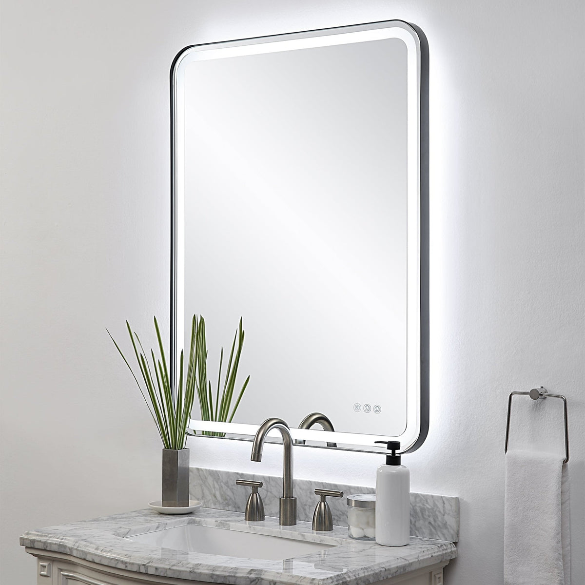 Crofton Lighted Large Mirror, Black Mirrors| Uttermost