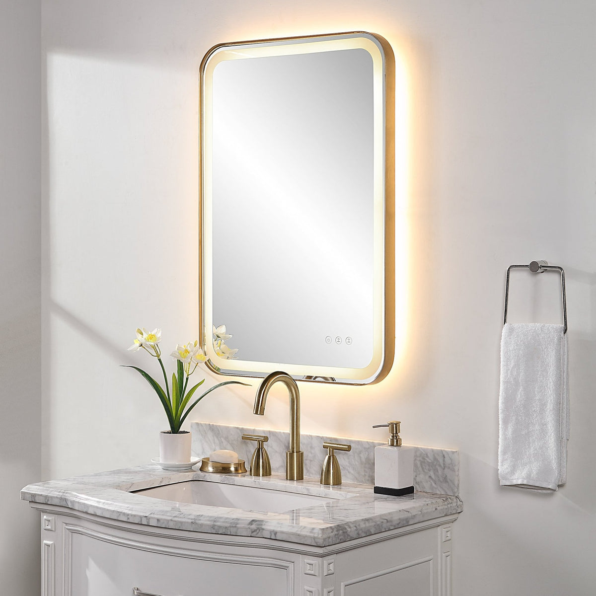 Crofton Lighted Vanity Mirror, Brass Mirrors| Uttermost