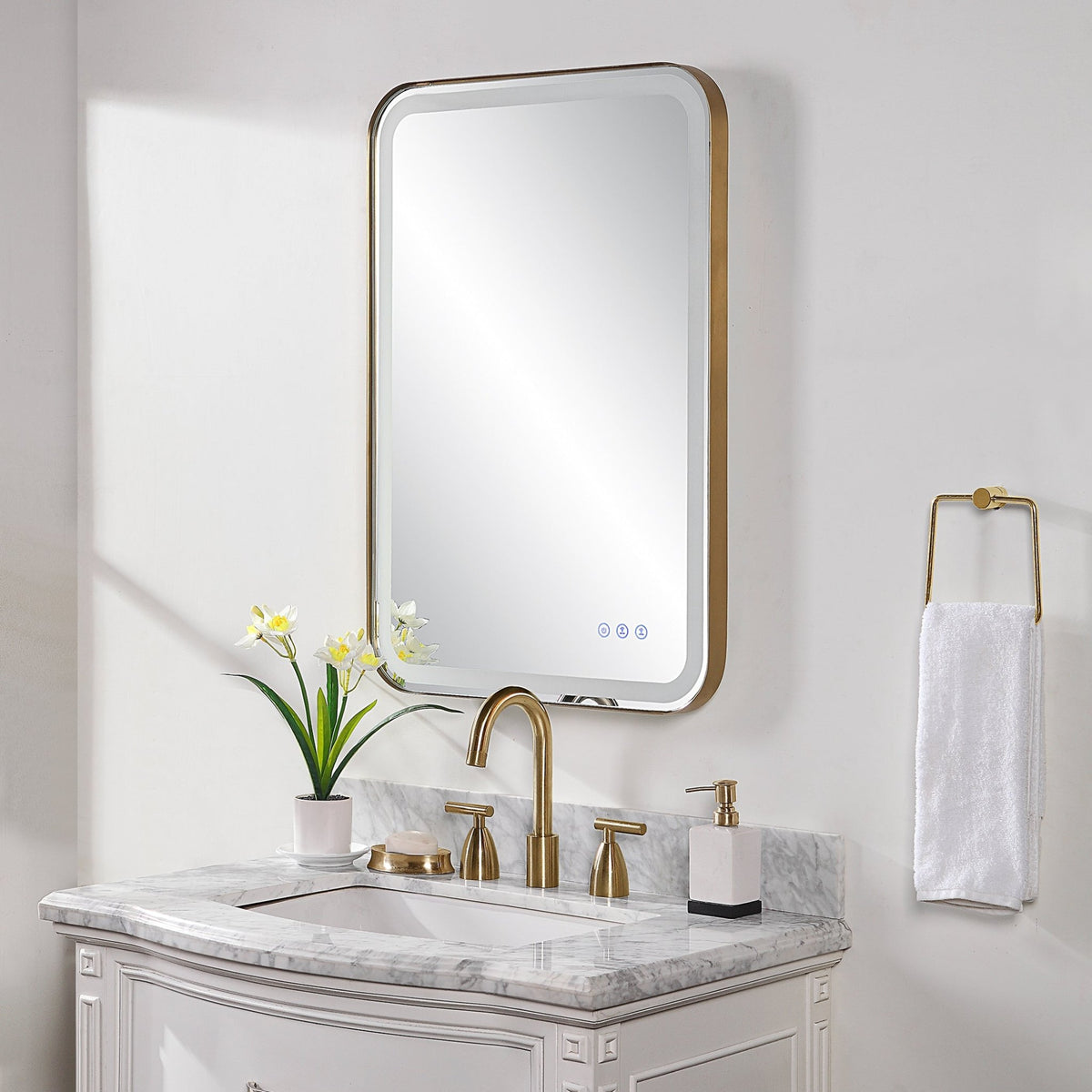 Crofton Lighted Vanity Mirror, Brass Mirrors| Uttermost
