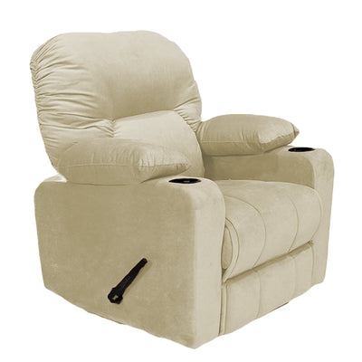 Crown Seat | Velvet Classic Cinematic Recliner Chair With Cups Holder - Al Rugaib Furniture