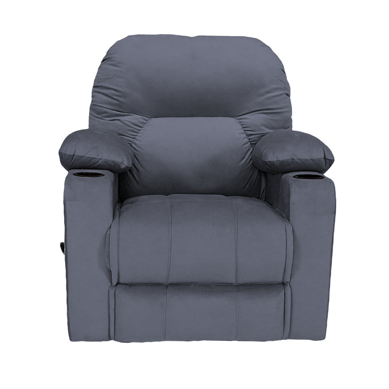 Crown Seat | Velvet Classic Cinematic Recliner Chair With Cups Holder - Al Rugaib Furniture