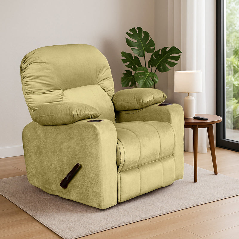 Crown Seat | Velvet Classic Cinematic Recliner Chair With Cups Holder - Al Rugaib Furniture