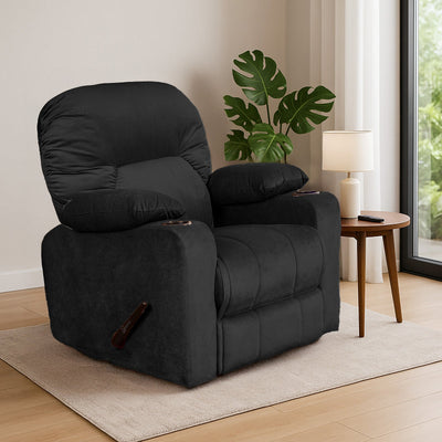 Crown Seat | Velvet Classic Cinematic Recliner Chair With Cups Holder - Al Rugaib Furniture