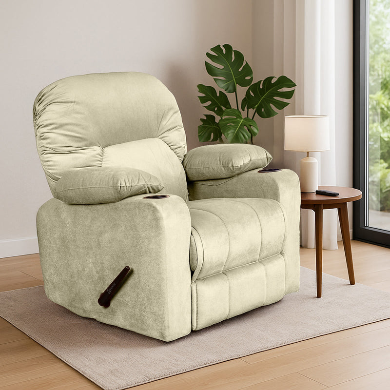 Crown Seat | Velvet Rocking Cinematic Recliner Chair With Cups Holder - Al Rugaib Furniture