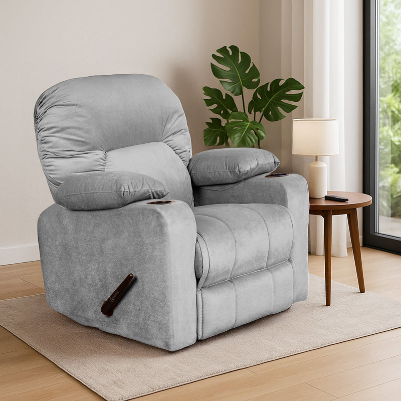 Crown Seat | Velvet Rocking & Rotating Cinematic Recliner Chair With Cups Holder - Al Rugaib Furniture