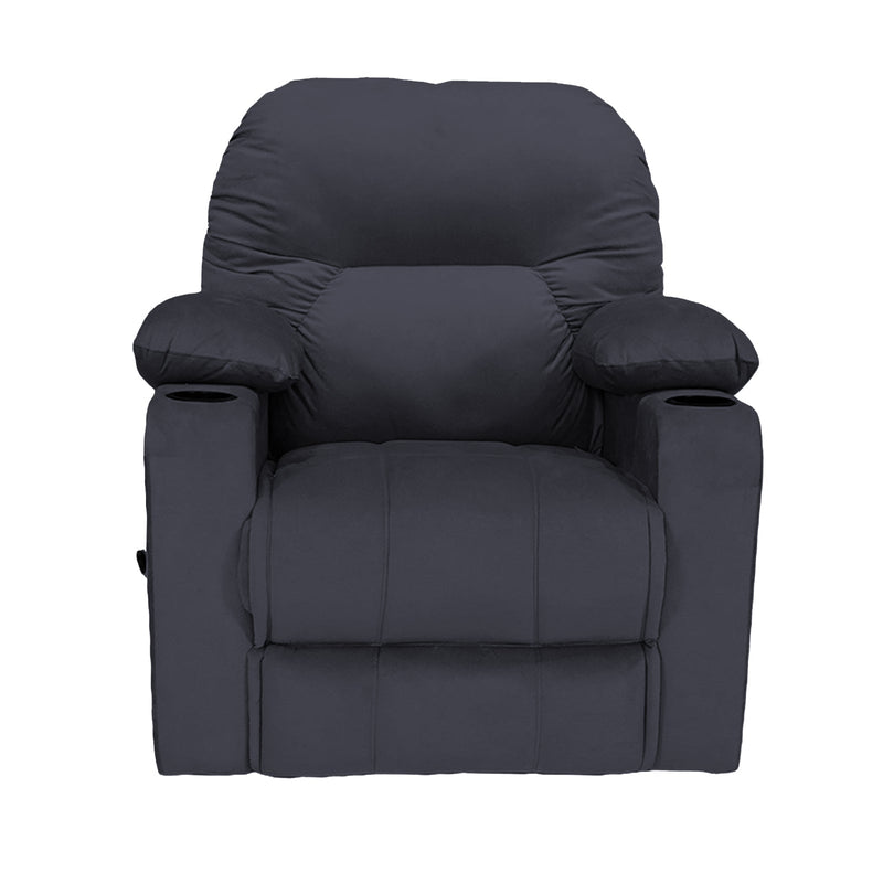 Crown Seat | Velvet Rocking & Rotating Cinematic Recliner Chair With Cups Holder - Al Rugaib Furniture