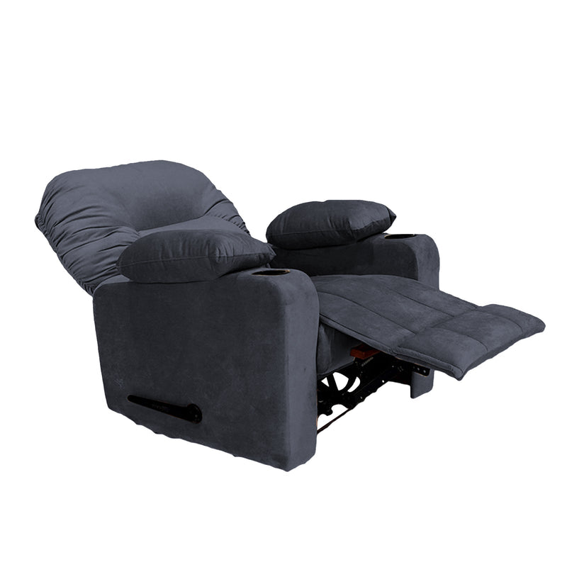 Crown Seat | Velvet Rocking & Rotating Cinematic Recliner Chair With Cups Holder - Al Rugaib Furniture