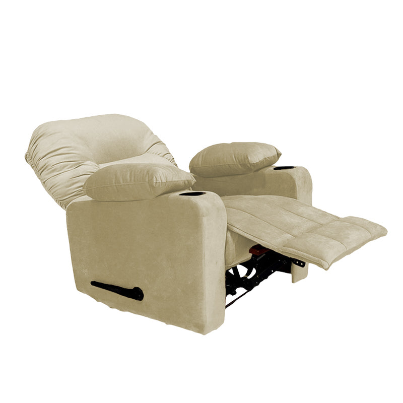 Crown Seat | Velvet Rocking & Rotating Cinematic Recliner Chair With Cups Holder - Al Rugaib Furniture