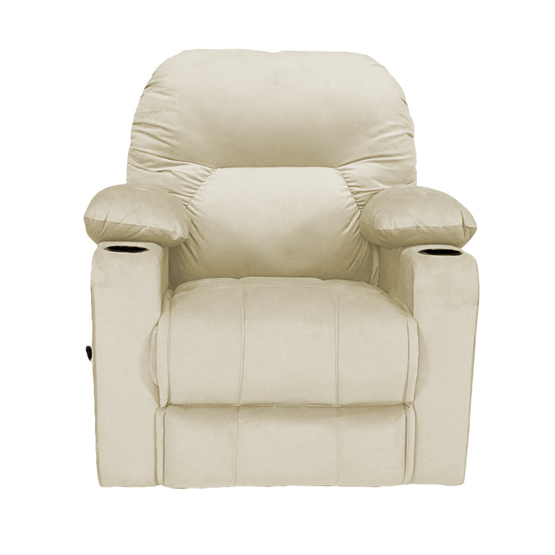 Crown Seat | Velvet Rocking & Rotating Cinematic Recliner Chair With Cups Holder - Al Rugaib Furniture