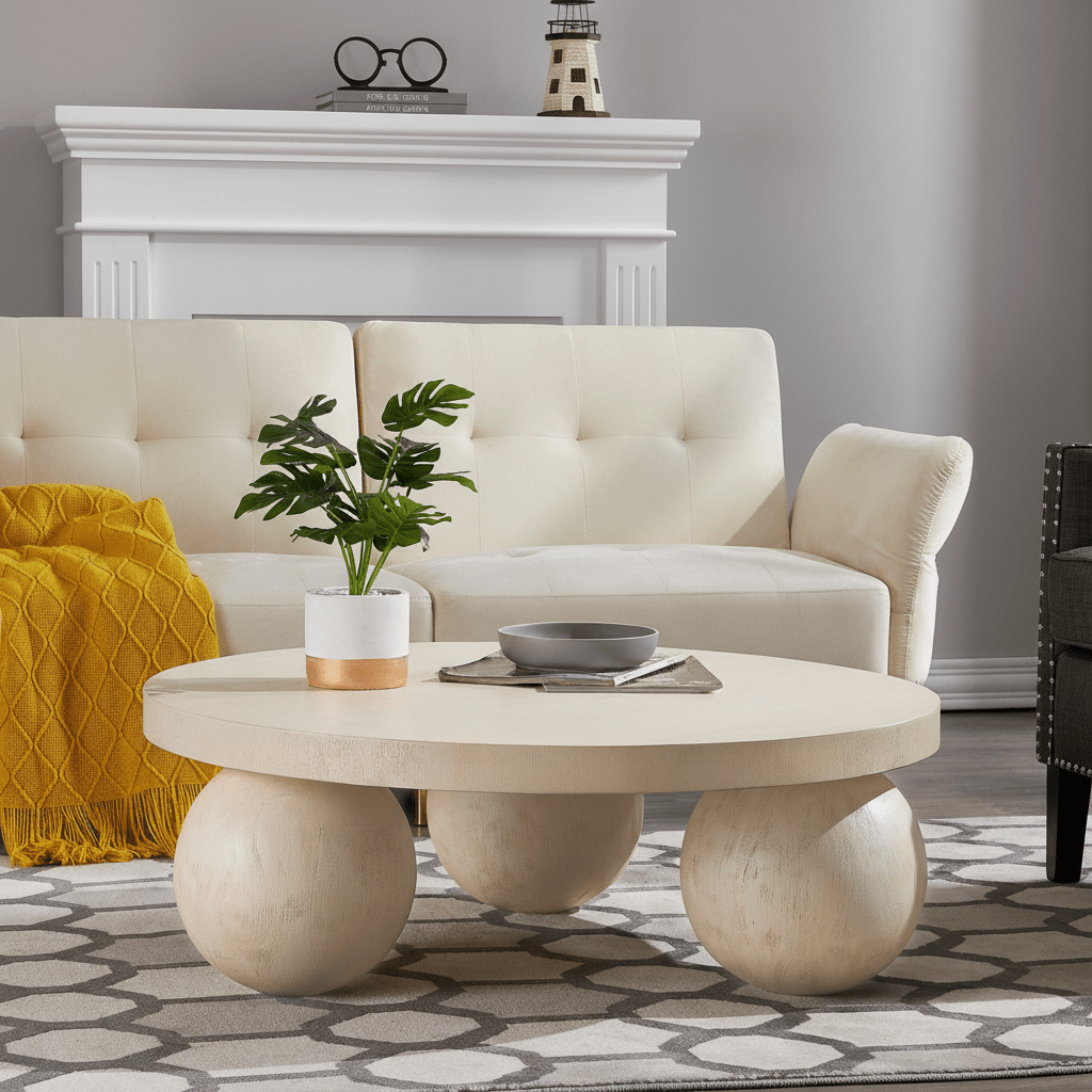 CRV Round offwhite COFFEE TABLE Coffee Tables| Crestview