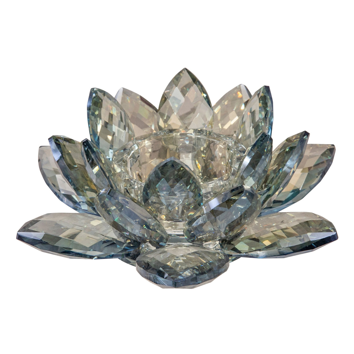 CRYSTAL 8.25" LOTUS VOTIVE HOLDER, BLU Candle Holders| Sagebrook Home