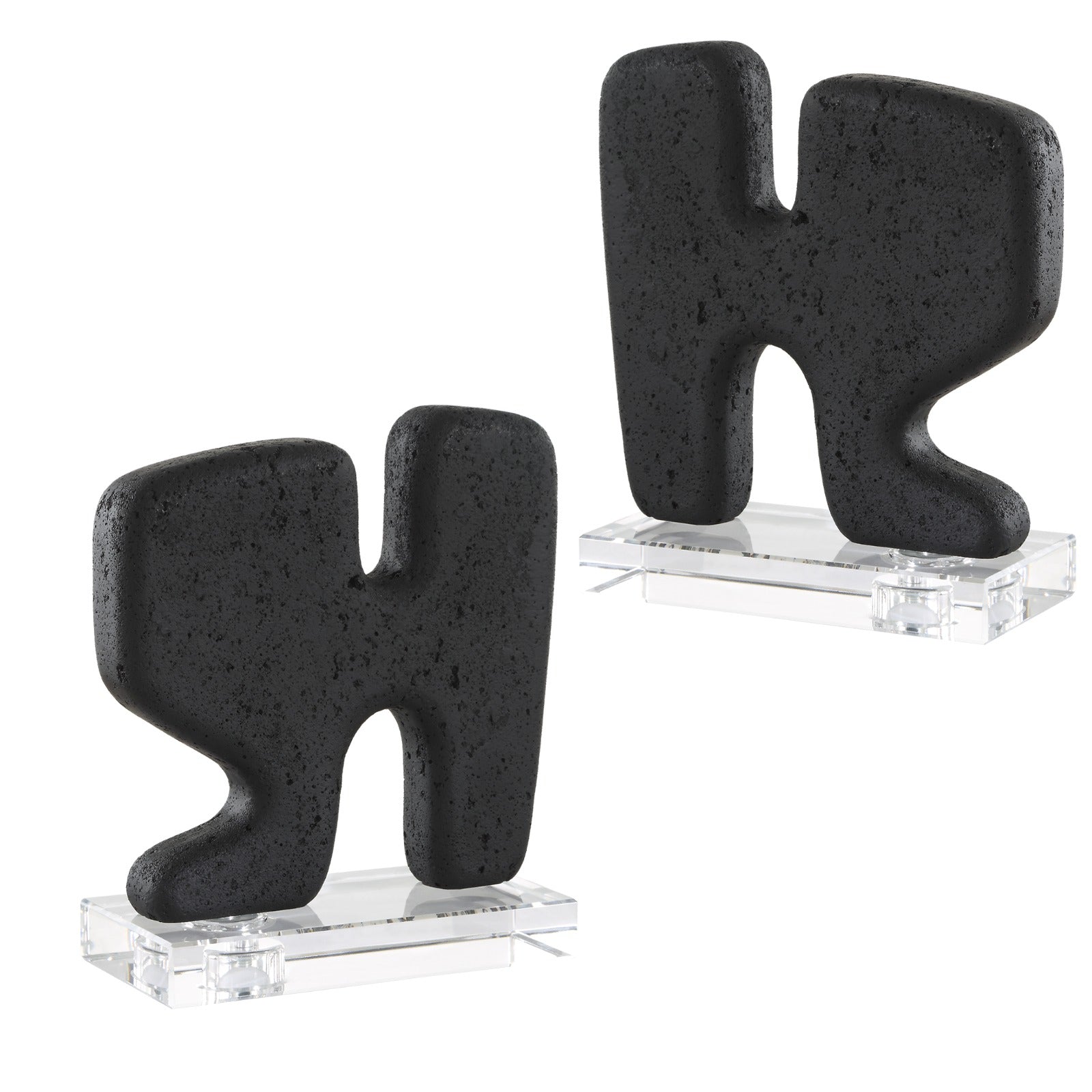 Crystal &Black Rice Stone SCULPTURE SET/2 Table Decors| Uttermost