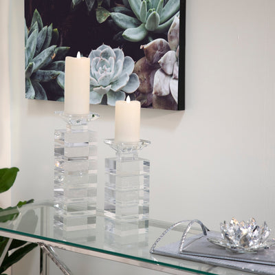 Crystal Candle Holder, Clear - Al Rugaib Furniture