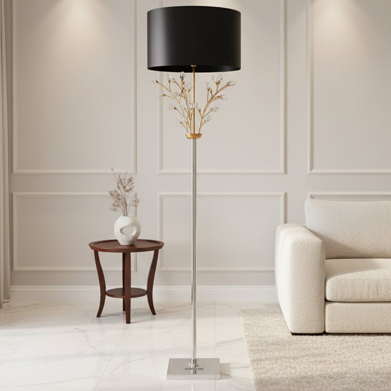 CRYSTAL FLOWER FLOOR LAMP, GOLD Floor lamps| Sagebrook Home