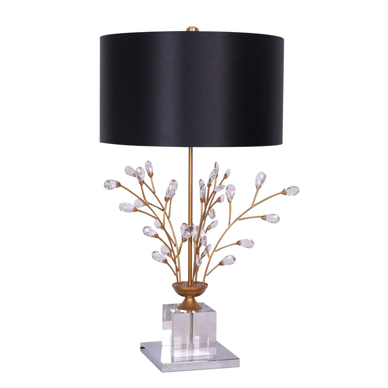 CRYSTAL FLOWER TABLE LAMP, GOLD - Al Rugaib Furniture
