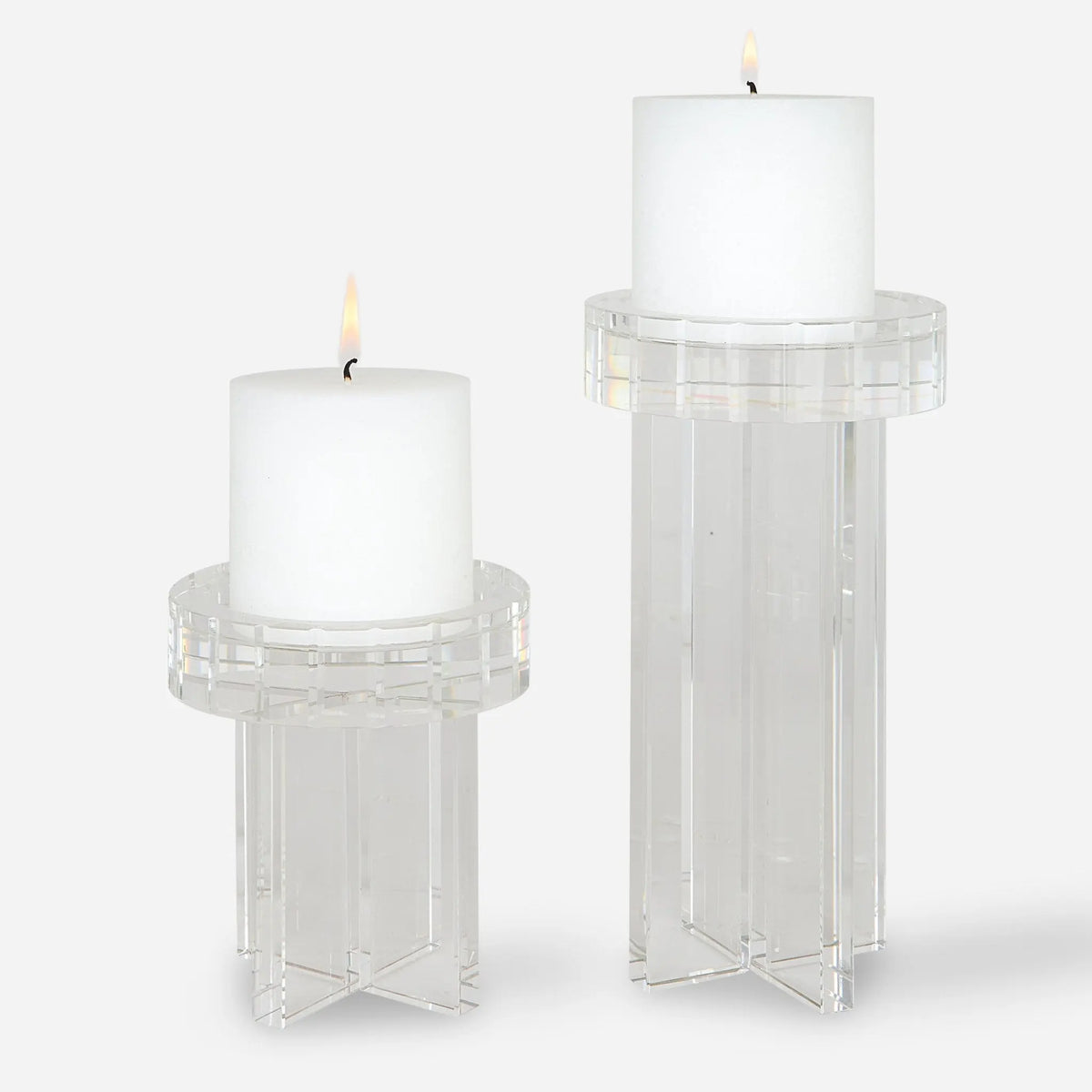 Crystal Pillar Candleholders, S/2 Candle Holders| Uttermost