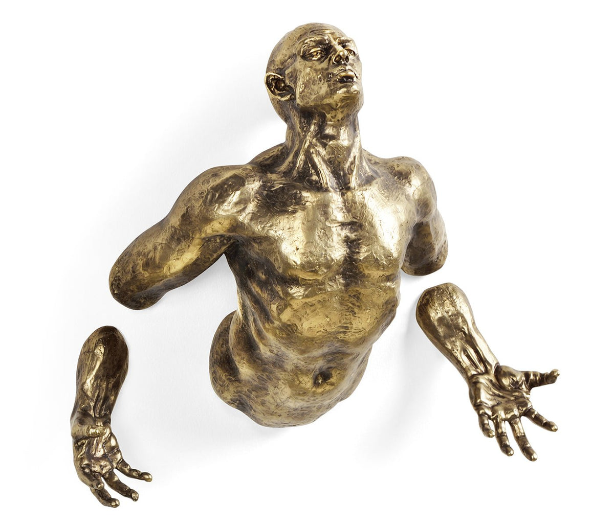 Curated Collection - Anitque Brass Floating Man Ground Decors| Jonathan Charles