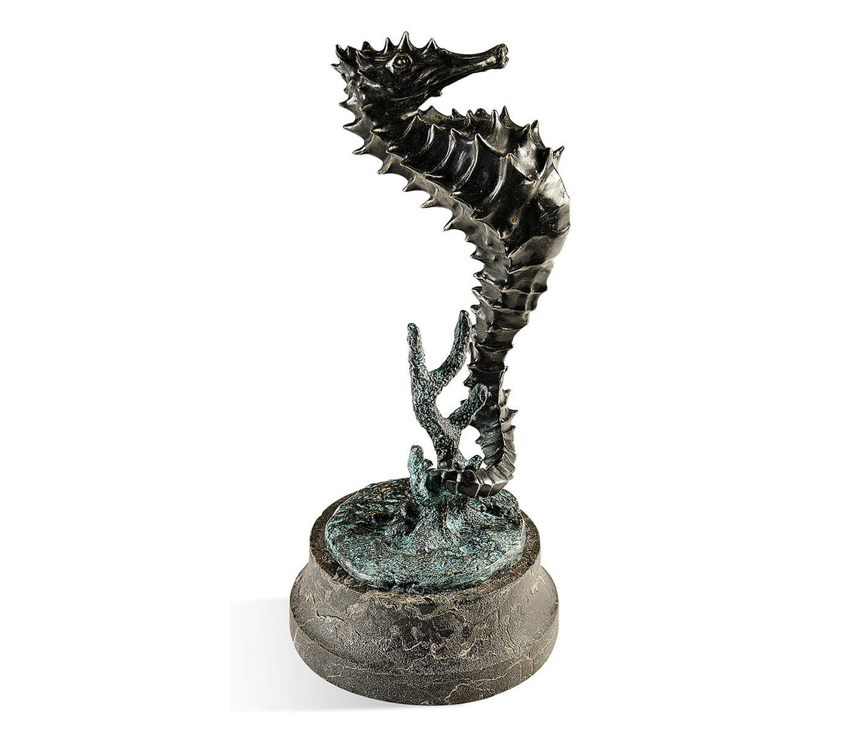 Curated Collection - Antique Dark Bronze Seashorse Ground Decors| Jonathan Charles