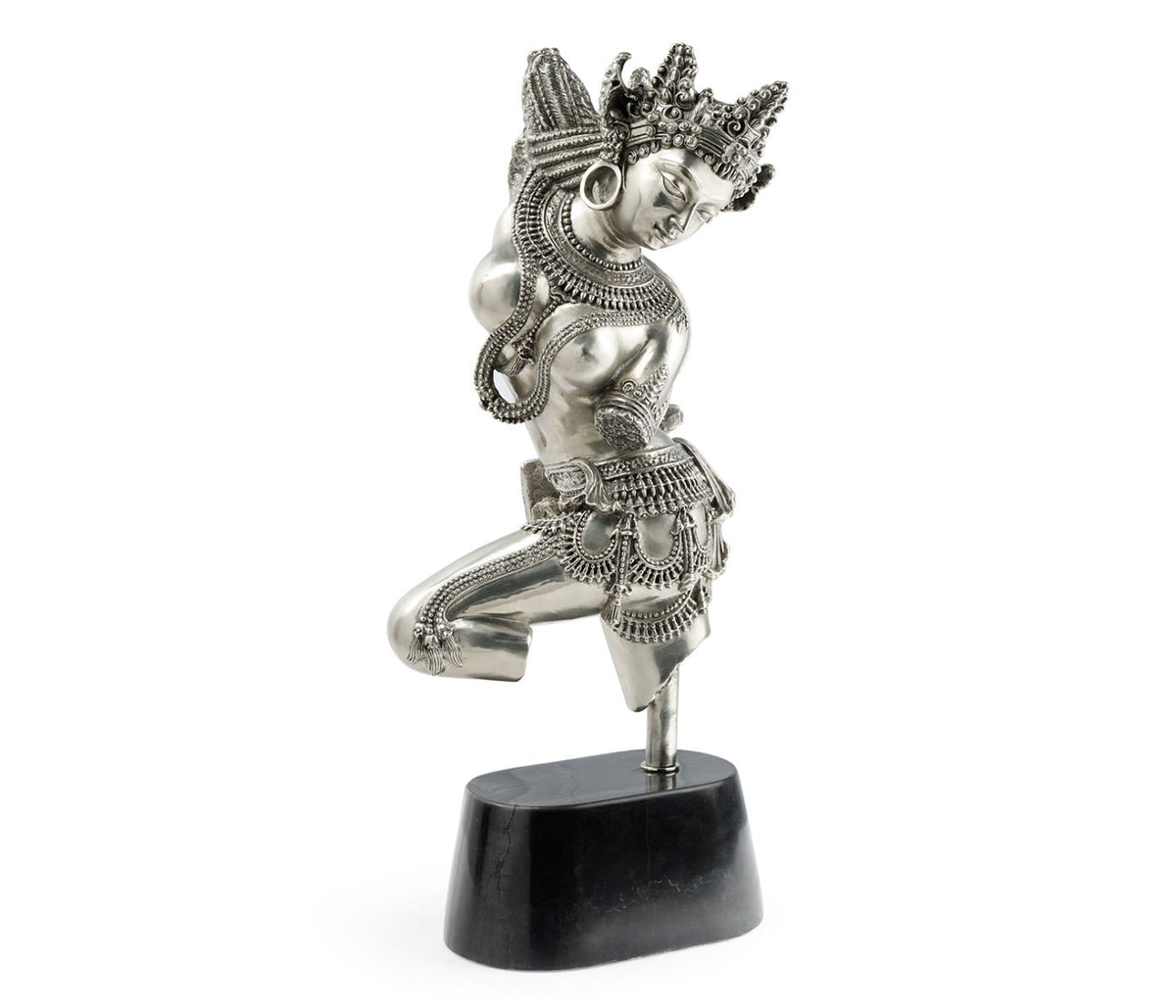 Curated Collection - Antique Stainless Steel Dancing Celestial Deity Ground Decors| Jonathan Charles