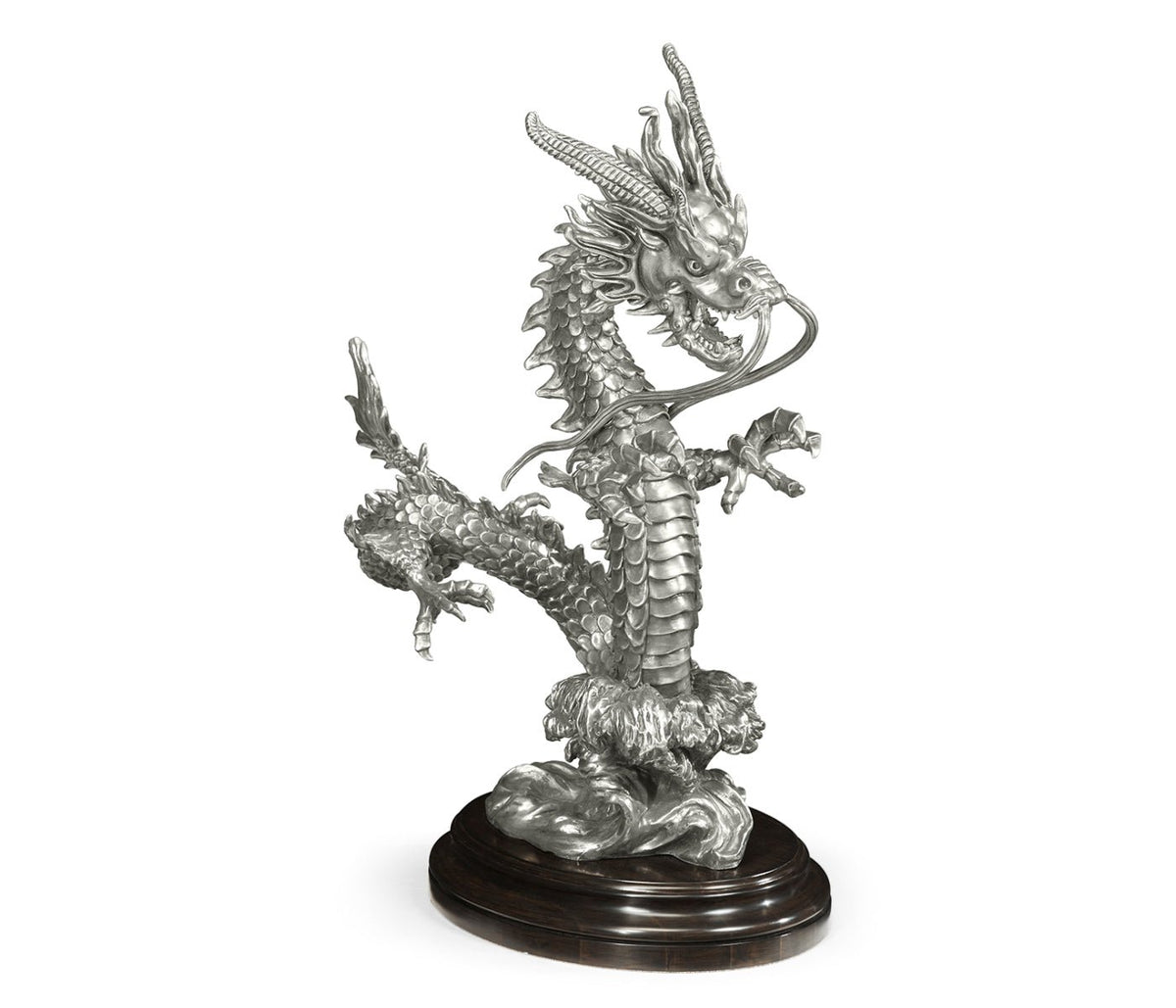 Curated Collection - Antique Stainless Steel Dragon Statue Ground Decors| Jonathan Charles