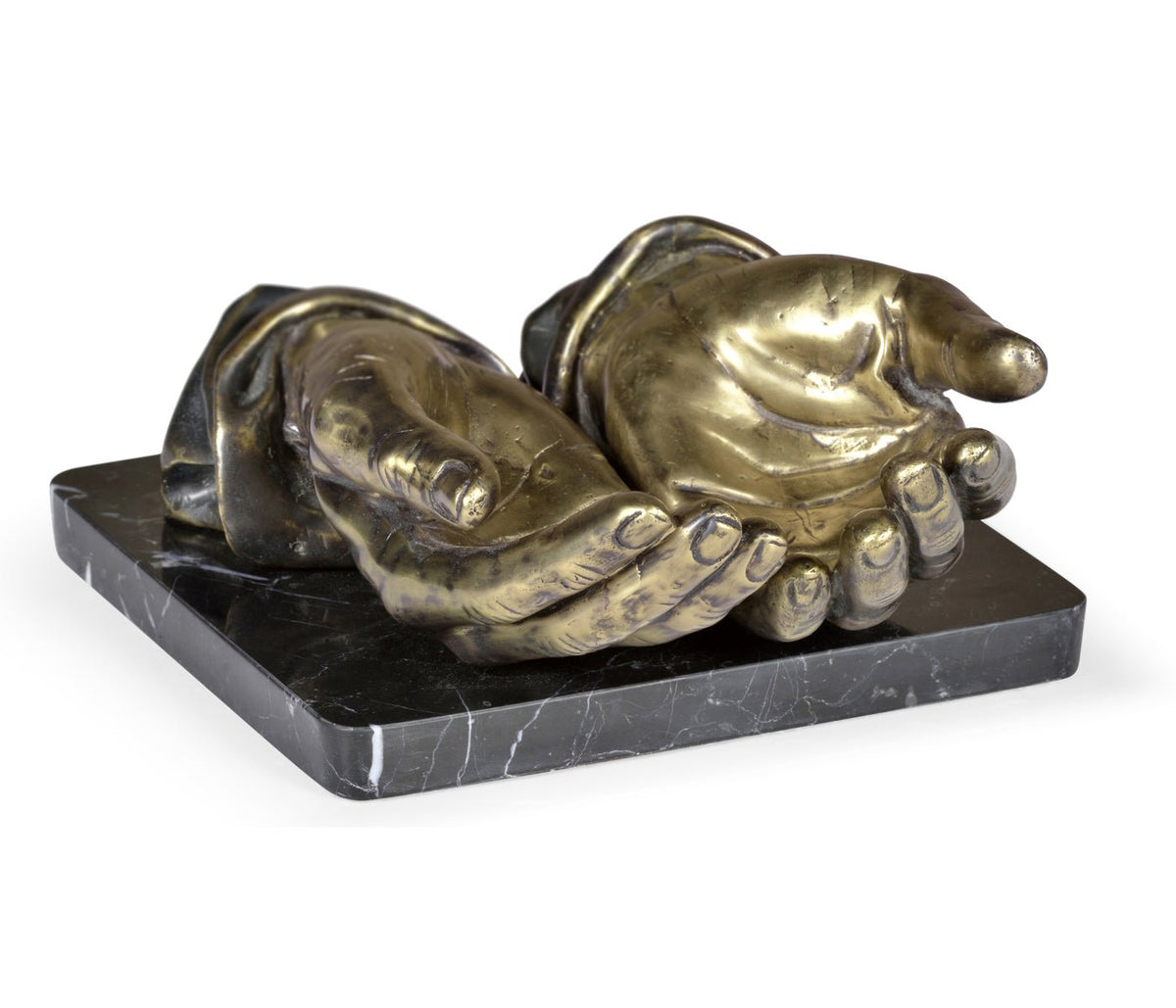 Curated Collection - Double Light Brass Open Face Palms Ground Decors| Jonathan Charles