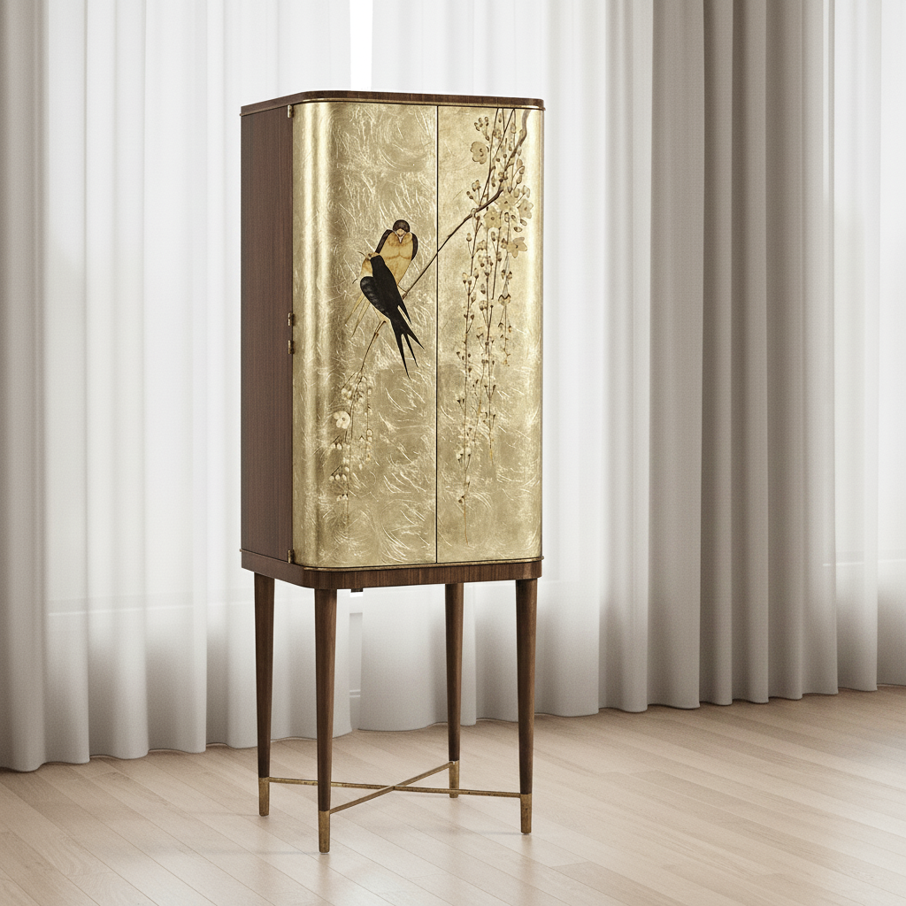 Curated Collection - Handpainted on Light Gold Foil Drinks Cabinet Cabinets & Chests| Jonathan Charles