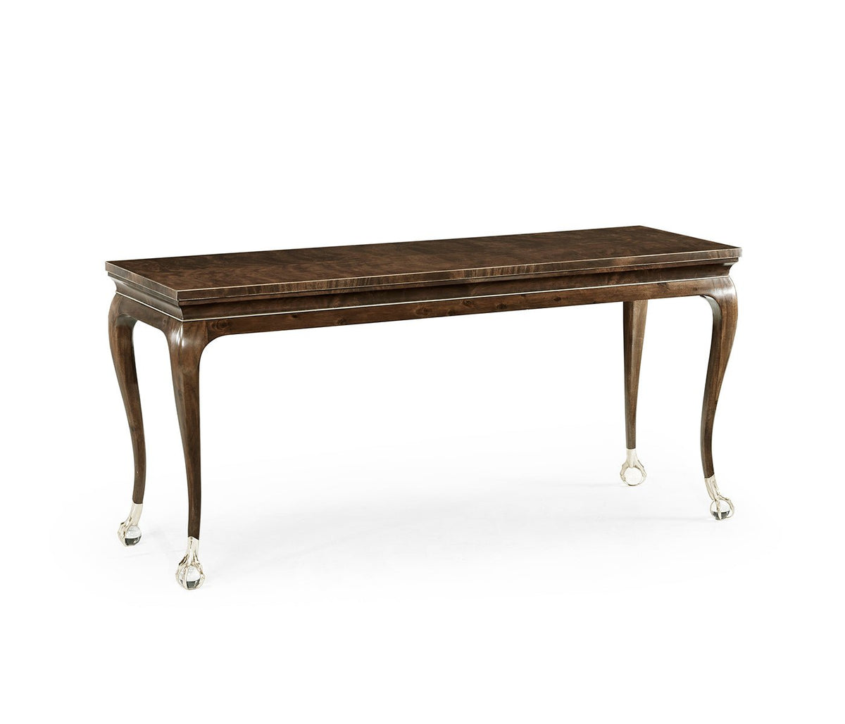 Curated Collection - Large Brown Mahogany Console Table with Cabriole Legs & White Brass Claw Feet Consoles & Sideboards| Jonathan Charles