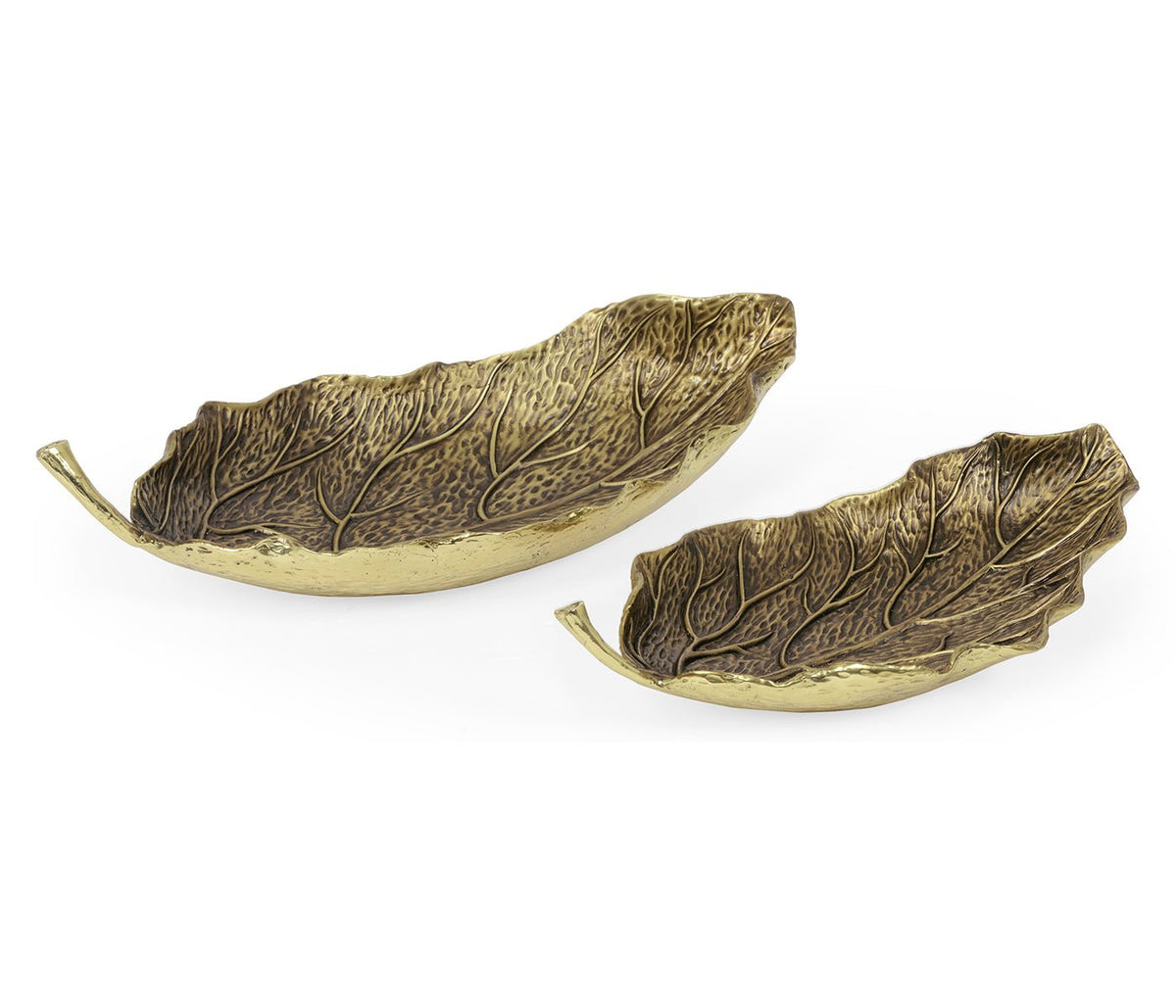 Curated Collection - Pair of Antique Brass Leaves Ground Decors| Jonathan Charles